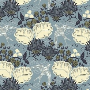 Victorian-Era Floral - Dusty Blue - Small
