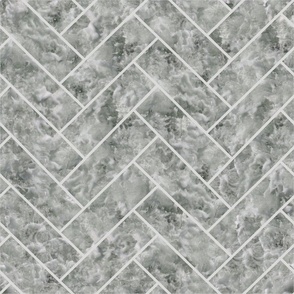 Herringbone Tiles Ocean Wave Green Grey