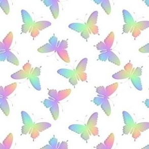 Rainbow Butterflies White