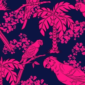 Parrot Jungle in Navy and Pink