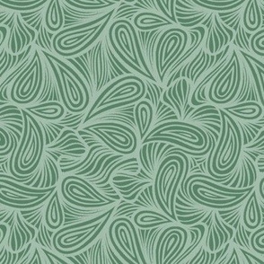 Paisley Petal // Green Glade & Silver Green  // Drop Abstract Line Art