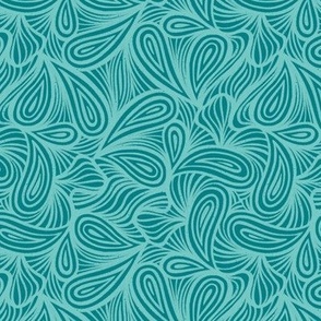 Paisley Petal // Turquoise & Aquamarine Blue // Line Art