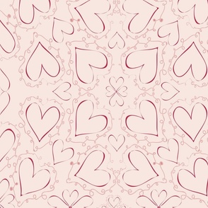 Viva Magenta Hearts Doodles Sweet Valentine, tween spirit bedding, sheets, duvet, blanket , 4200—Red, White, Pink