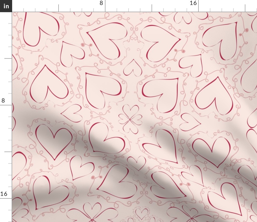 Viva Magenta Hearts Doodles Sweet Valentine, tween spirit bedding, sheets, duvet, blanket , 4200—Red, White, Pink