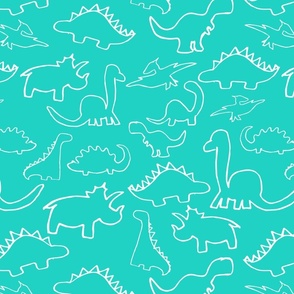 Teal and white dinosaurs