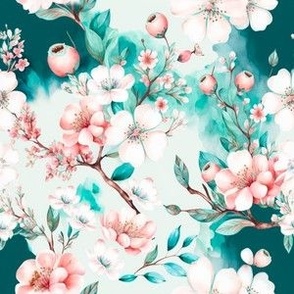 cherry blossoms, watercolor- Small