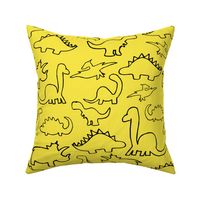 Roarsome Black Dinosaurs on Yellow Background