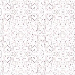 Viva Magenta Hearts Doodles Sweet Valentine White Background 2100—Delicate, Subtle, Cute, Cuter, Cutest Kids Sheets