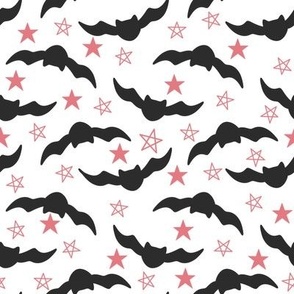 medium scale bats and stars - white/coral