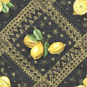 Italian villa | Original watercolour painting still life lemons hand painted pattern 
