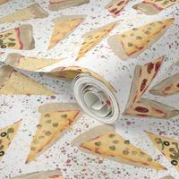 Watercolor Pizza Slices on White