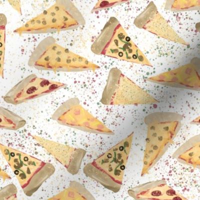 Watercolor Pizza Slices on White
