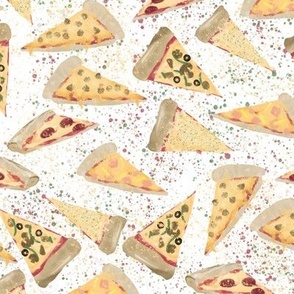 Watercolor Pizza Slices on White