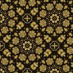 Gold Floral Arabesque on Black