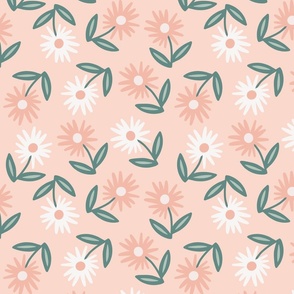 Tossed Daisies - Soft Pink - Large 10.5x10.5 Inch