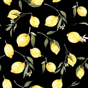 Lemons,watercolour art,citrus,flowers