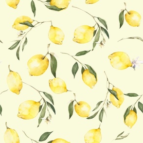 Lemons,watercolour art,citrus,flowers