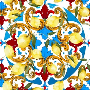 Lemons,Mediterranean art,tiles,majolica 
