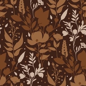 Earth tone brown flower abstract botanical herbs