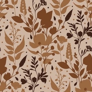 Earth tone brown flower abstract botanical herbs