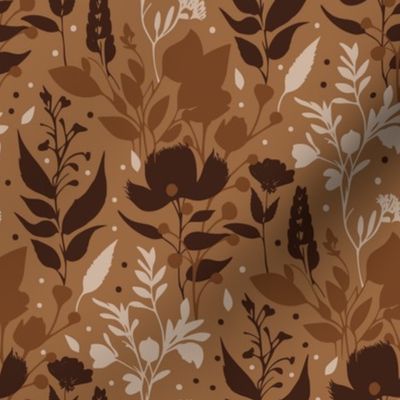 Earth tone brown flower abstract botanical herbs