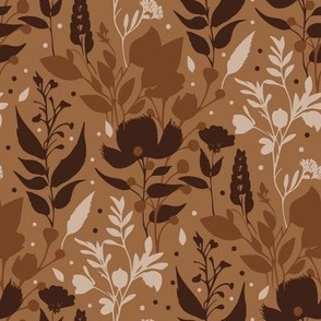 Earth tone brown flower abstract botanical herbs