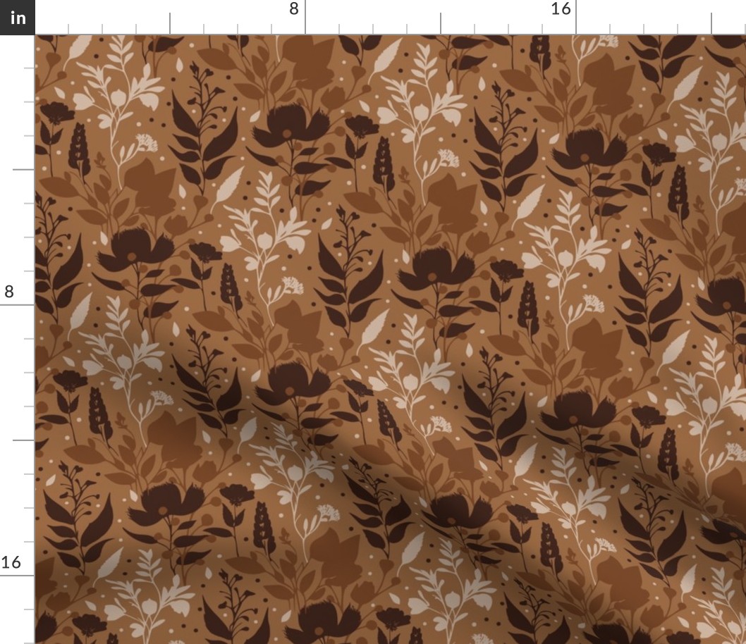 Earth tone brown flower abstract botanical herbs