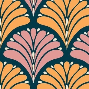 1920s-Art-Deco-Abstract-Leaves---S---wallpaper---dark--BLUE-pink-orange-white---SMALL---900
