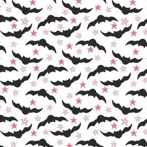 small scale bats and stars - white/coral