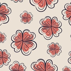 Pink Whimsical Clover Leaf Floral