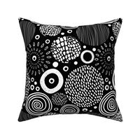 Circle Marks Tribal Pattern In White On Black Smaller Scale