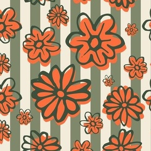 Retro Marigold Green Stripe