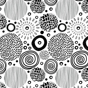 Circle Marks Tribal Pattern In Black On White Smalle Scale