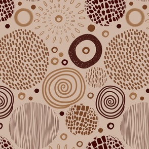 Circle Marks Tribal Pattern In Earth Tones Smaller Scale