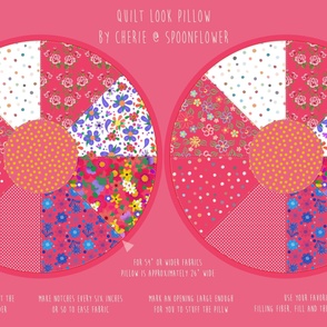 CUT AND SEW PINK QUILT ROUND PILLOW