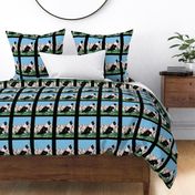 Border Collie and Sheep fabric