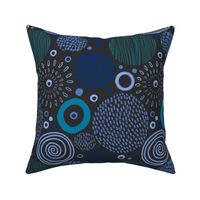 Circle Marks Tribal Pattern In Blue Green Colors Smaller Scale