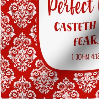 14x18 Panel There Is No Fear in Love for Perfect Love Casteth Out Fear 1 John 4:18 Bible Verse Scripture Sayings and Hymns for Garden Flag Hand Towel or Small Wall Hanging in Red
