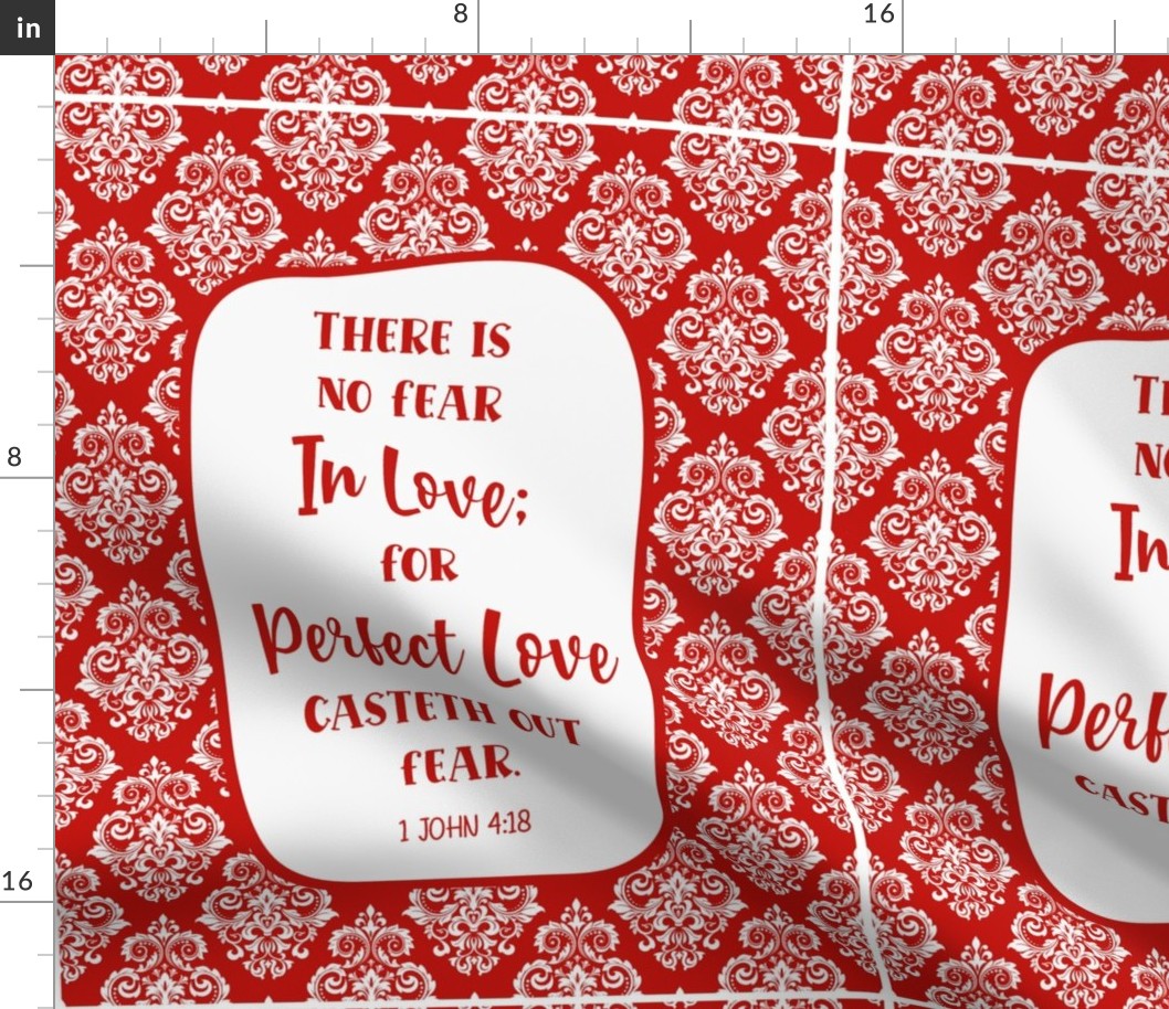 14x18 Panel There Is No Fear in Love for Perfect Love Casteth Out Fear 1 John 4:18 Bible Verse Scripture Sayings and Hymns for Garden Flag Hand Towel or Small Wall Hanging in Red