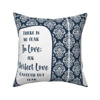 14x18 Panel There Is No Fear in Love for Perfect Love Casteth Out Fear 1 John 4:18 Bible Verse Scripture Sayings and Hymns for Garden Flag Hand Towel or Small Wall Hanging in Navy