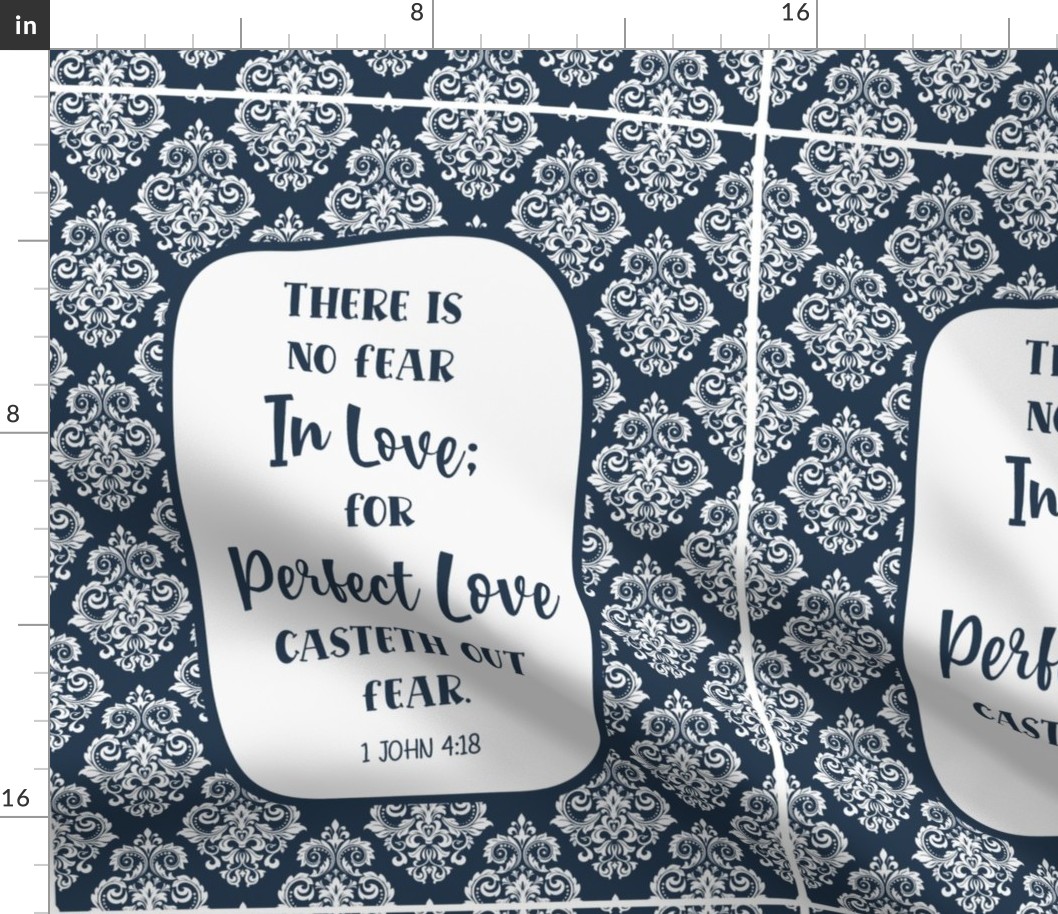 14x18 Panel There Is No Fear in Love for Perfect Love Casteth Out Fear 1 John 4:18 Bible Verse Scripture Sayings and Hymns for Garden Flag Hand Towel or Small Wall Hanging in Navy