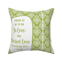 14x18 Panel There Is No Fear in Love for Perfect Love Casteth Out Fear 1 John 4:18 Bible Verse Scripture Sayings and Hymns for Garden Flag Hand Towel or Small Wall Hanging in Spring Green