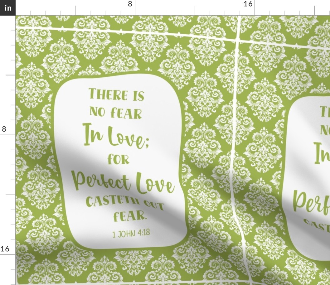 14x18 Panel There Is No Fear in Love for Perfect Love Casteth Out Fear 1 John 4:18 Bible Verse Scripture Sayings and Hymns for Garden Flag Hand Towel or Small Wall Hanging in Spring Green