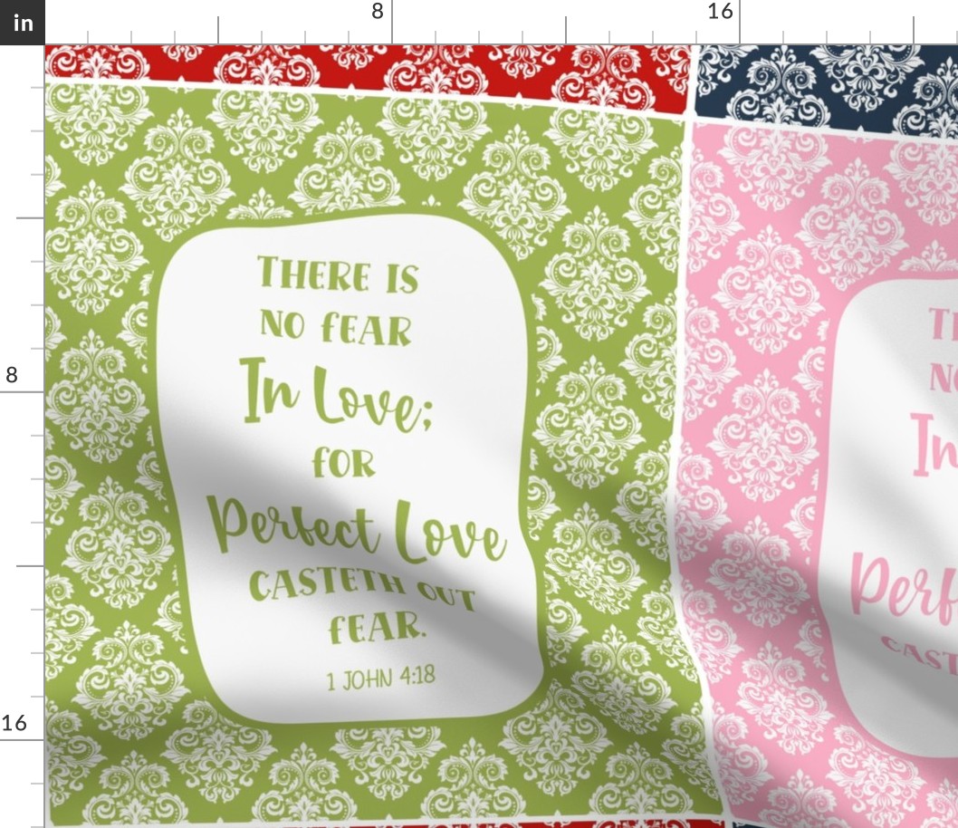 14x18 Panel 6-Pack Yard There Is No Fear in Love for Perfect Love Casteth Out Fear 1 John 4:18 Bible Verse Scripture Sayings and Hymns for Wall Hangings or Tea Towels