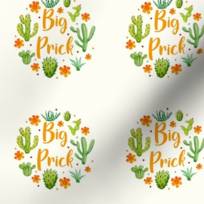 3" Circle Panel Big Prick Sarcastic Cactus on Ivory for Embroidery Hoop Projects Quilt Squares Iron on Patches Small Crafts