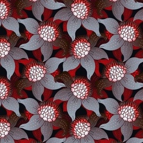 Art Nouveau Coneflowers in Red, White, and Slate