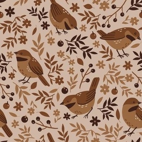 Little birds in shades of brown