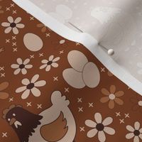 Medium Scale Chicken Farm Floral Earth Tones