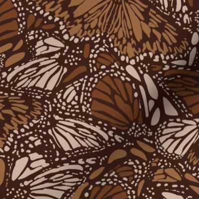 Boho Feathers- Monarch Butterfly- Earth Tones- Regular Scale