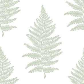 Linocut Lady Fern- Jumbo,  Green on White- Custom 